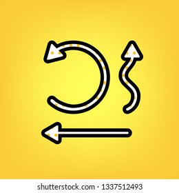 Simple set to Interface Arrows. Vector. Yellow polka dot white icon with black contour at warm yellow background.