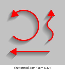 Simple set to Interface Arrows Vector. Red icon with soft shadow on gray background.