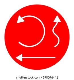 Simple set to Interface Arrows Vector. White icon in red circle on white background. Isolated.