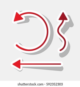 Simple set to Interface Arrows Vector. New year reddish icon with outside stroke and gray shadow on light gray background.