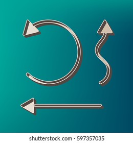 Simple set to Interface Arrows Vector. Icon printed at 3d on sea color background.