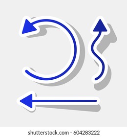 Simple set to Interface Arrows Vector. New year bluish icon with outside stroke and gray shadow on light gray background.