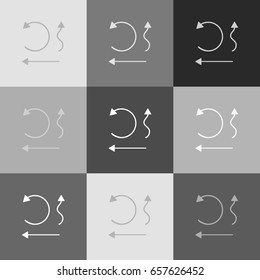 Simple set to Interface Arrows. Vector. Grayscale version of Popart-style icon.