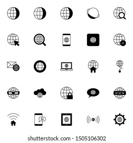 simple set of internet, browser, web solid line icons isolated on white background suitable for phone and web UI, software and app vector illustration.
