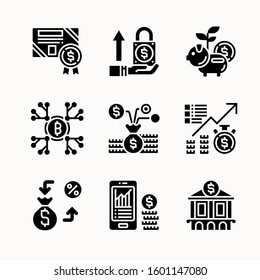 Simple Set of Invesment Related Vector Glyph Icons