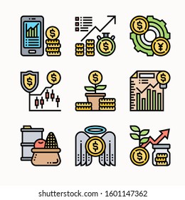 Simple Set of Invesment Related Vector Color Icons