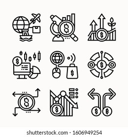Simple set Investment Line icons Pack vector
