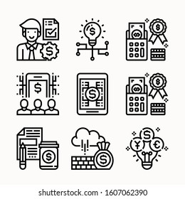 Simple set investment Line icons pack vector