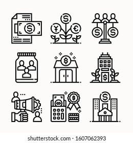 Simple set investment Line icons pack vector