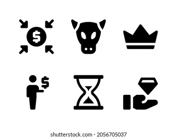 simple set of investment related vector solid icons contains icons as crowdfunding bull crown investor and more