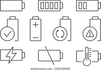 Simple Set of isolated Batteries Related Vector Line Icons collection. Vector ilustration.