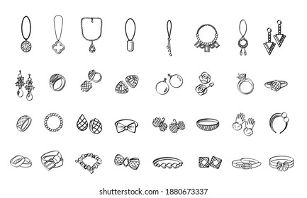 Simple Set of Jewelry Related Vector Line Icons