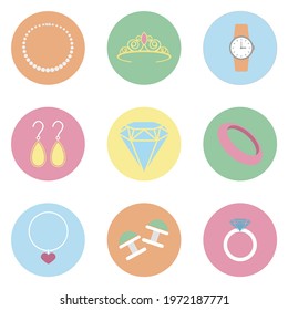 Simple Set of Jewelry Related Vector Line Icons. The set contains icons such as Earrings, Body Cross, Engagement Ring and more.
