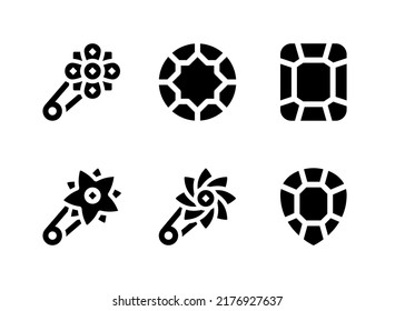 Simple Set of Jewelry Related Vector Solid Icons. Contains Icons as Flower Brooch, Gemstone and more.