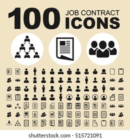 Simple Set of Job Contract Related Vector Icons. Contains such Icons as Person, Blank, List, Document, Paper, Recruiter, Text and more.