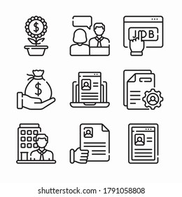 Einfache Set Job Resume Vektorliniensymbole. Linie mit bearbeitbarem Hub