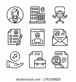 Einfache Set Job Resume Vektorliniensymbole. Linie mit bearbeitbarem Hub