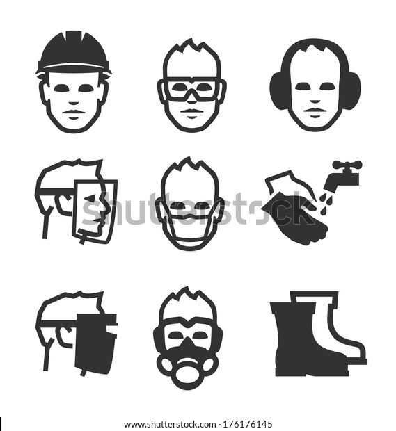 Simple set of job safety related vector icons for\
your design.