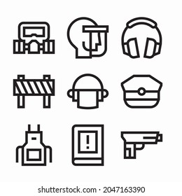 Iconos de línea de vectores de seguridad de trabajo para conjuntos simples