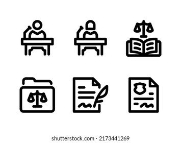 Simple Set Of Justice And Law Related Vector Line Icons. Contains Icons As Witness, Law Book, Police File And More.