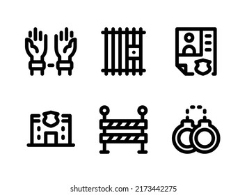 Simple Set of Justice And Law Related Vector Line Icons. Contains Icons as Arrest, Prison, Suspect and more.