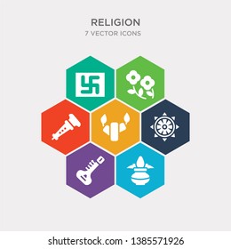 simple set of kalasha, sitar, dharma, bael tree icons, contains such as icons shehnai, flowers, swastica and more. 64x64 pixel perfect. infographics vector