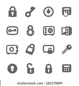 Conjunto simple de claves y bloqueos de iconos vectoriales relacionados para el diseño