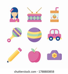 Simple Set Kindergarden Vector Color Icons