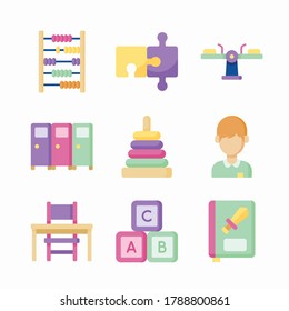 Einfache Kindergarten-Vektorfarbensymbole