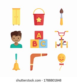 Simple Set Kindergarden Vector Color Icons