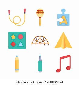 Iconos de color de vectores de jardín infantil simple