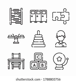 Simple Set Kindergarden Vector Line Icons 