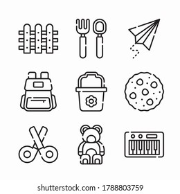 Sencillo Set kindergarden Vector línea Iconos 