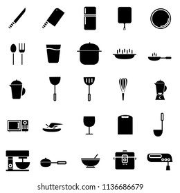 simple set of kitchen related vector black icons 