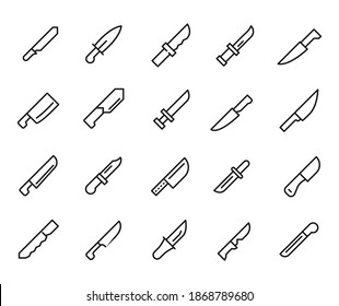 Simple set of knife icons in trendy line style. Modern vector symbols, isolated on a white background. Linear pictogram pack. Line icons collection for web apps and mobile concept.