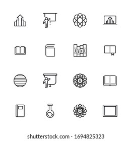 Simple set of knowledge modern thin line icons. Trendy design. Pack of stroke icons. Vector illustration isolated on a white background. Premium quality symbols.