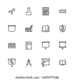 Simple set of knowledge modern thin line icons. Trendy design. Pack of stroke icons. Vector illustration isolated on a white background. Premium quality symbols.