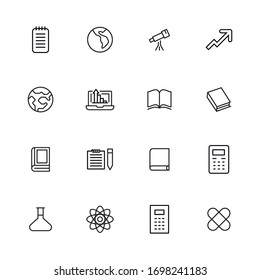 Simple set of knowledge modern thin line icons. Trendy design. Pack of stroke icons. Vector illustration isolated on a white background. Premium quality symbols.