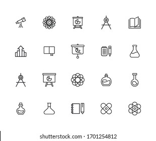 Simple set of knowledge modern thin line icons. Trendy design. Pack of stroke icons. Vector illustration isolated on a white background. Premium quality symbols.