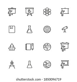 Simple set of knowledge modern thin line icons. Trendy design. Pack of stroke icons. Vector illustration isolated on a white background. Premium quality symbols.