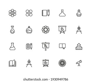 Simple set of knowledge modern thin line icons. Trendy design. Pack of stroke icons. Vector illustration isolated on a white background. Premium quality symbols.