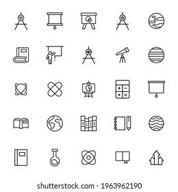 Simple set of knowledge modern thin line icons. Trendy design. Pack of stroke icons. Vector illustration isolated on a white background. Premium quality symbols.