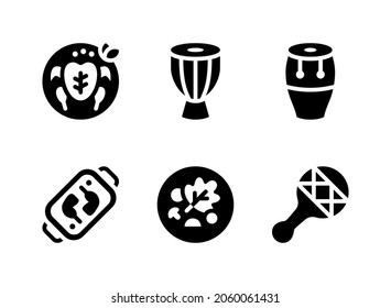 Simple Set of Kwanzaa Related Vector Solid Icons. Contains Icons as Roast Chicken, Djembe, Conga and more.