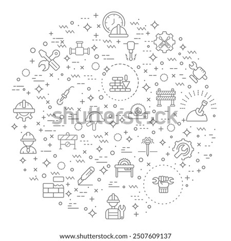 Simple Set of Labor Day and industry Related Vector Line Illustration. Contains such Icons as engineer, architect, service, job, worker, factory, builder, labour, employee, helmet and more.