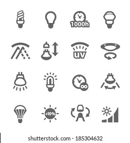 Simple set of lamp features related vector icons for your design