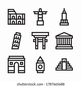 Simple Set Landmarks and Monuments Vector line Icons. Line with Editable stroke