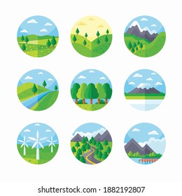 Simple Set Landscapes Vector Color Icons