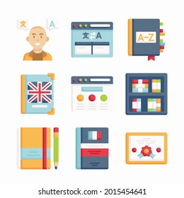 Simple Set Language Learning Vector Color Icons