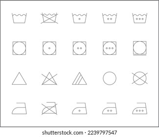 Simple Set of laundry Related Vector Line Icons.
Vector collection of washing, ironing, dry, cleaning, housework, care, fabric, housekeeping, bleach and design elements symbols or logo element.