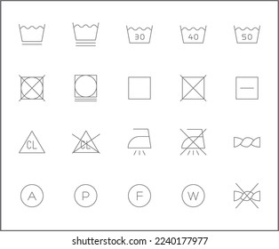 Simple Set of laundry Related Vector Line Icons.
Vector collection of washing, ironing, dry, cleaning, housework, care, fabric, housekeeping, bleach and design elements symbols or logo element.